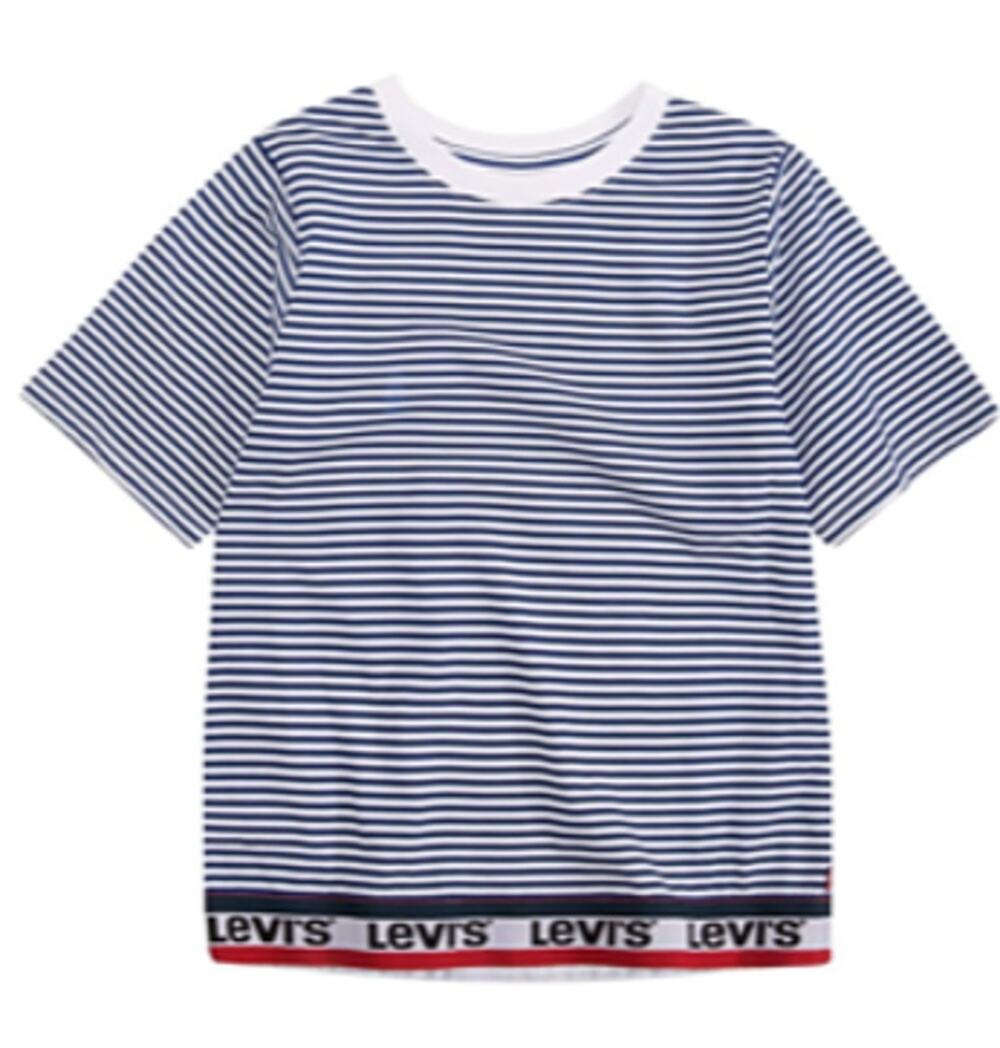 LEVI'S Blue & White Striped Red Tag Wide Band T-Shirt Top ~ Girls Size MEDIUM